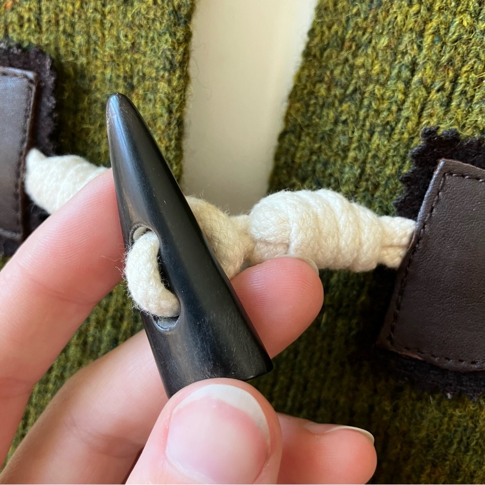 J. Crew | Olive Natural Fiber Half Sleeve Horn Button Sweater - Picture 3 of 7